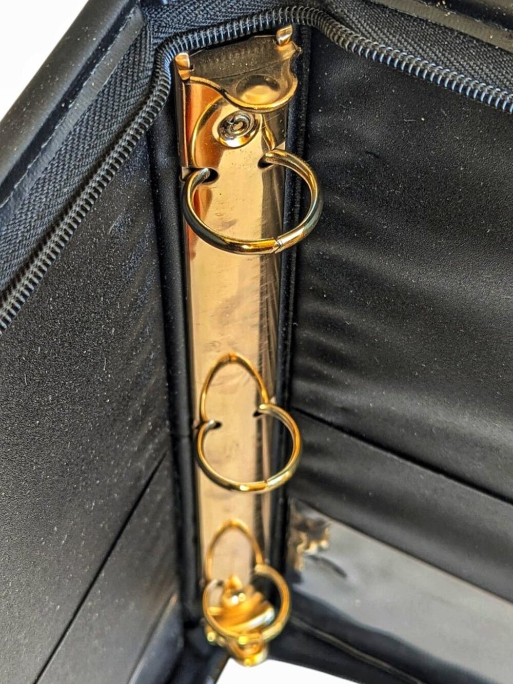 Vintage A4 Black Leather TIME TEXT Zippered Portfolio 3 Ring Binder Made in Cana - Picture 11 of 11